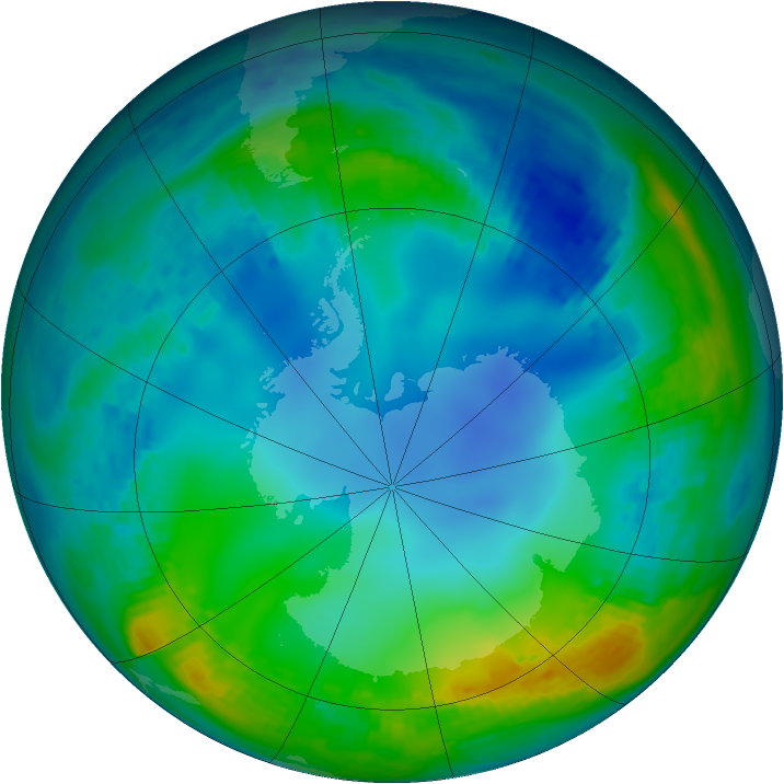 Antarctic ozone map for 26 May 2001